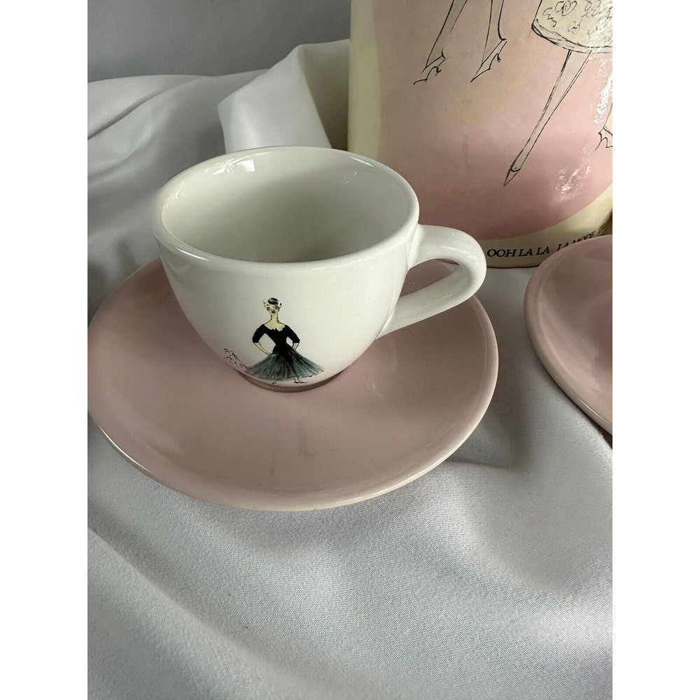 Ooh La La Espresso Cups And Saucers Set Of 4 ROSANNA French Style Retro Style - Picture 4 of 16